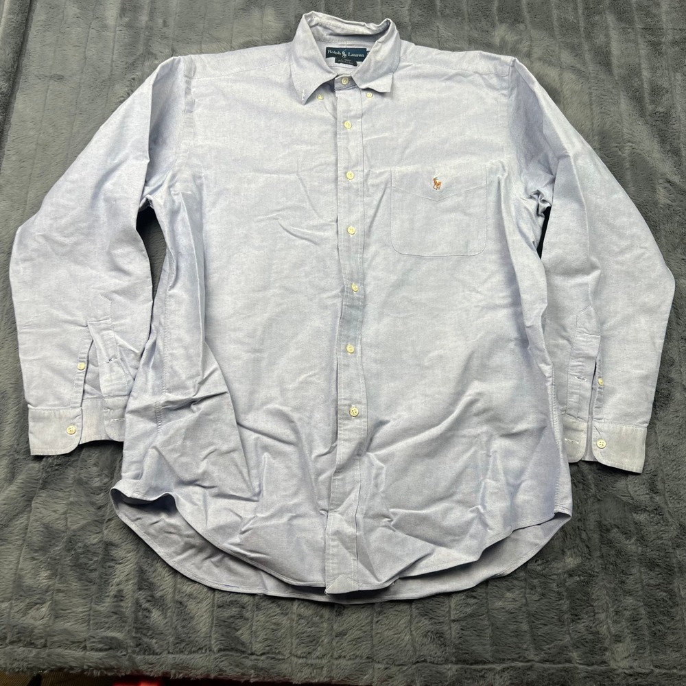 Ralph Lauren Blake Mens M Blue Oxford Cotton Button Down Shirt Long Sleeve Pony